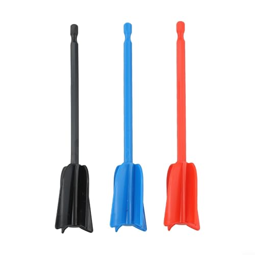 3 accesorios de taladro mezclador epoxi, agitadores de paleta de plástico de 6.5 pulgadas para resina, pintura, látex y aceite, diseño de 4 hélices que reduce las burbujas, negro/rojo/azul