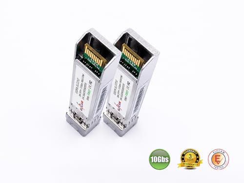 Image of Elfcam - 2 Pack 10Gb SFP+ Transceiver Module, 10GBase-LR SFP+ Module 1310nm, LC /UPC Duplex Singlemode Connector (OS2), DDM10KM