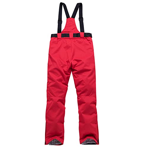Dressnu Pantalon de ski d'hiver pour homme et femme - Pantalon de ski épais et chaud, rouge, XXL