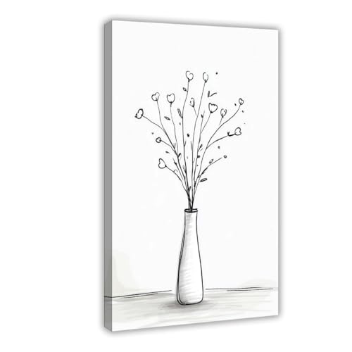 Poster fleurs noires et blanches 50x75 cm pour salon