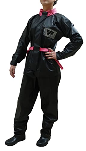 Kit Capa de Chuva PVC Feminina Motoqueiro M + Polaina P + Luva Impermeável