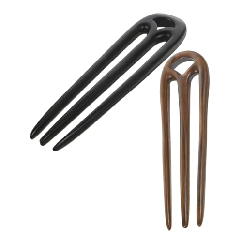 BAZEITFLOW 2個 三?檀木簪 手作りヴィンテージヘアピン 和風爪ヘアフォーク お団子アップスル用髪飾り 女性向けヘアアクセサリー