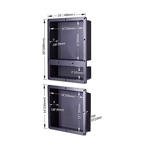 Zigzag Shower Niche Recessed Shower Shelves, Abs Plastic Bathroom Shower Cube16×34 Inches, With Texture #TOP2