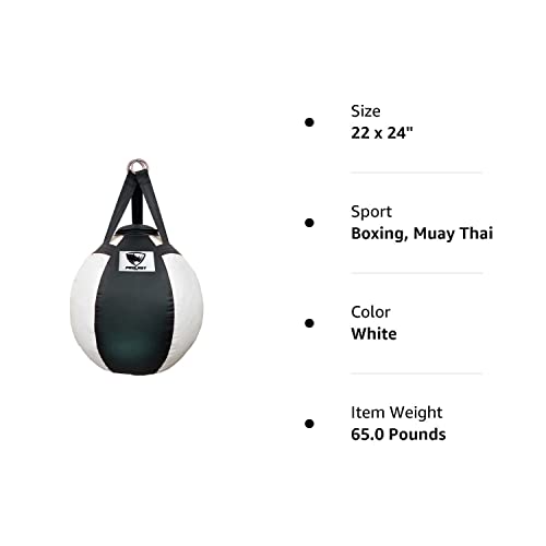 Prolast Wrecking Ball Heavy Bag Body Snatcher Professional Boxing Training Muay Thai Mma Specialty Punching Bag (Un-Filled) (White) #TOP2
