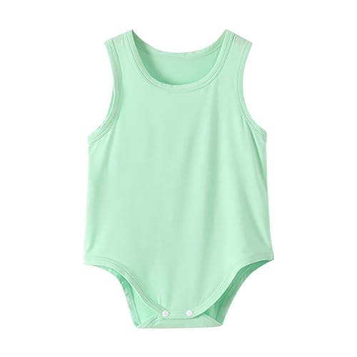 Baby Bodysuit Girl Boy Newborn Sleeveless Leisure Jumpsuit Toddler Solid đutton Romper 0 to 12 (Green, 9-12 Months)