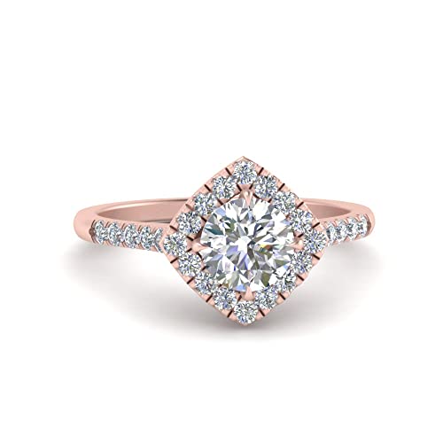 Bague de fiançailles Halo en cerf volant avec plaquage or rose durable