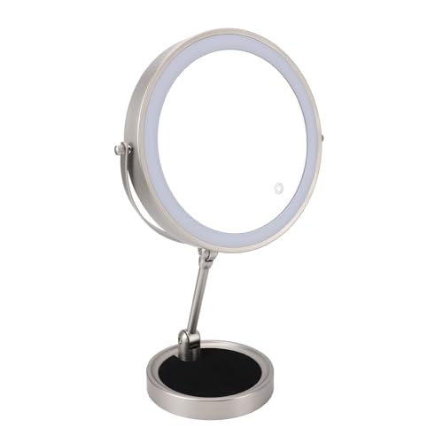 Espejo de maquillaje de doble cara con iluminación táctil regulable 5