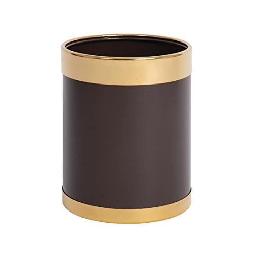 Bolero - Corbeille à papier Bolero marron 10,2 L avec bordure dorée - Poubelle solide en acier léger - Idéale pour les bureaux, les halls d'entrée et les...
