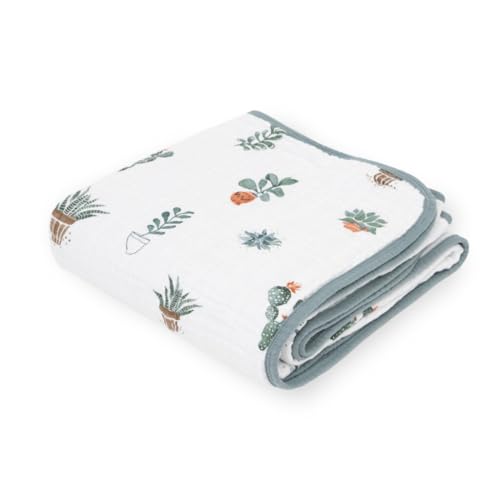 Image of Little Unicorn Muslin Quilt Blanket | 100% Cotton Soft Multi-Layered Muslin Fabric | Toddler & Baby Blanket | 47 inchx47 inch | for Nursery, Crib, Shower Gifts (Prickle Pots)
