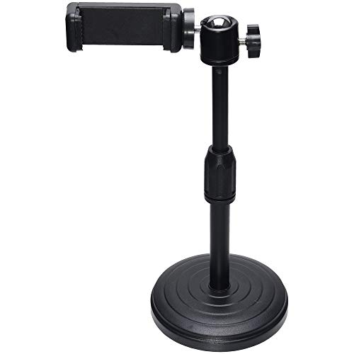 GoodsLand 【 マイクスタンド型 】 スマホスタンド 卓上 スタンド ホルダー 角度 高さ 調節 自由 三脚 雲台 GD-STHOL