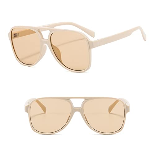 Image of Vintage Aviator Sunglasses for Women Men 70s Glasses Retro Oversized Yellow Lens Shades