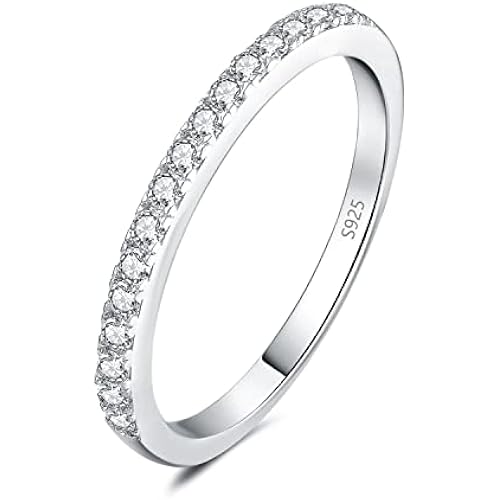 JewelryPalace 925 Sterling Silver Cubic Zirconia Moissanite Wedding Band
