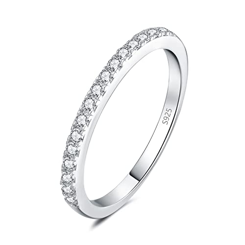 JewelryPalace Moda Biżuteria Klasyczna 1,5 mm Moissanite Obrączka Obrączki damskie Srebro 925 dla kobiet Pierścień do łączenia Pierścień Half Eternity Obrączka Wąska 60