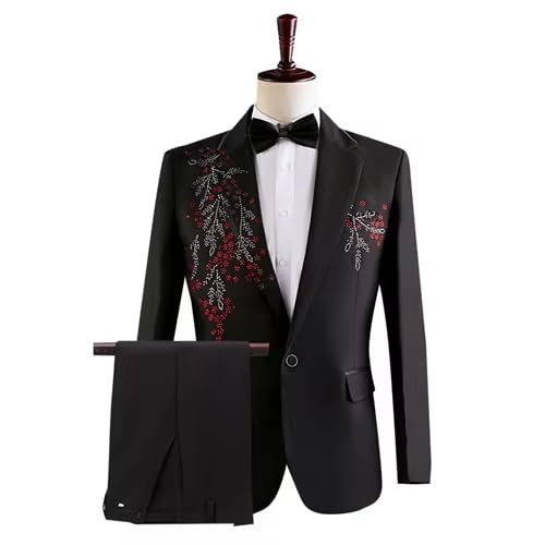 Men Spliced Suits Singer Dress Blazers Jacket and Pants2