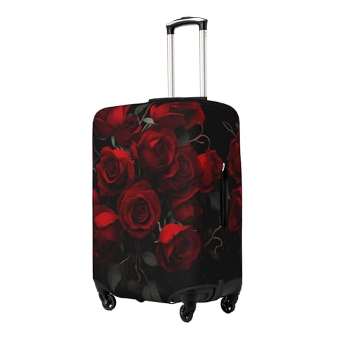 Travel Suitcase Cover, Stretchy Zipper Closure Luggage Suitcase Protector, Anti-Scratch Luggage Case Bag - Fits 19-32 inch Luggages (Blood Red Rose Black)2