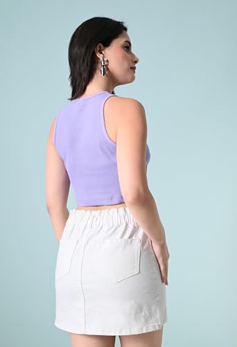 Image of Women's Cotton Ribbed Crop Top | Sleeveless Slim Fit Tank | Summer Wear