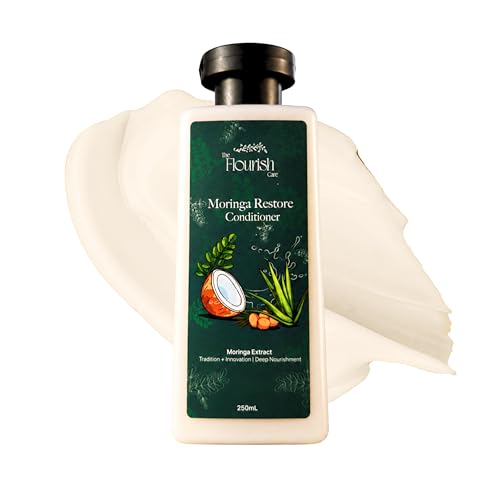 Image of Herbal Frizz Control Conditioner for Dry, Damaged & Frizzy Hair 250mL | Moringa, Dates & Fermented Coconut Extract | Deep Hydration & Smoothness | Herbal Conditioner for Men & Women