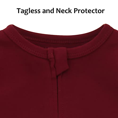 Aablexema Baby Pajamas With Feet And Mittens 2-Pack Zip Up Infant Cotton Long Sleeve Footies Sleep And Play (Orange & Wine Red,Newborn) #TOP2