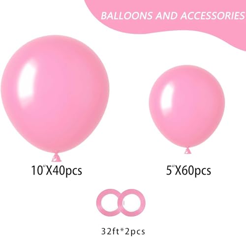 100pcs Pink Balloons for Balloon Garland Arch Kit, Pink Latex Balloons for Valentine\'s Day Baby Shower Gender Reveal Wedding Birthday Party Decoration - Thumbnail 2