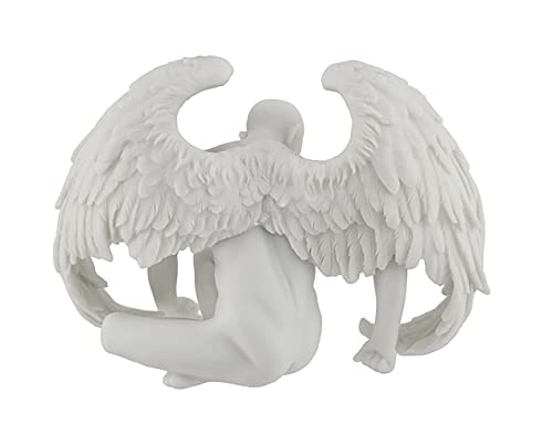 Estatua de ángel masculino alado en resina blanco miniatura 4