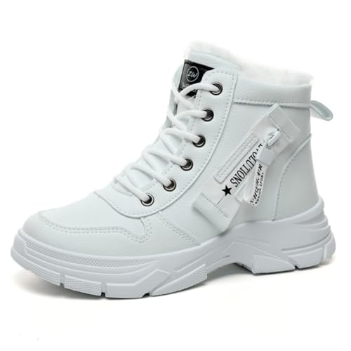 Women's Side Zipper Winter Thermal Snow Boots With Fleece Lining, Height Increased Thick-soled Platform Comfortable Lace-up Mid-tube Boots2