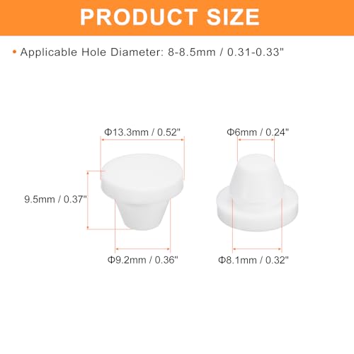 Image of uxcell 16 Pcs Silicone Plugs, Rubber Round Snap in Locking Hole Plugs for 8-8.5mm Hole, Hole Stoppers Waterproof Hole Plug for Metal Tube, Furniture End Caps Inserts, White