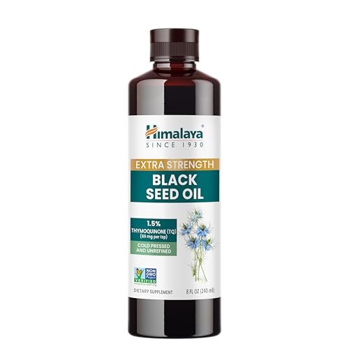 Himalaya Extra Strength Black Seed Oil, Cold-Pressed & Unrefined, 1.5% Thymoquinone (69 mg per TSP), 8 oz