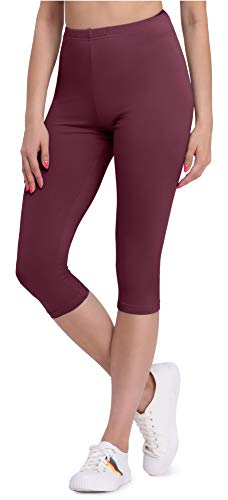 Bellivalini Legginsy Damskie 3/4 z Wiskozy BLV50-148 (Bordowy, M)