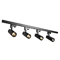 UPO 4-LED Track Lighting kit,Super Bright 12W 3000lm/3000K 24°Beam,Ceiling Spot Lighting for Kitchen, Living Room, Bedroom, Adjustable Track Head Easy Installation, LED Bulbs Included, Black