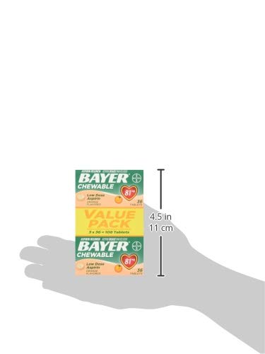 Aspirin Regimen Bayer 81Mg Chewable Tablets | #1 Doctor Recommended Aspirin Brand | Pain Reliever | Orange Flavor | 108 Count, 36 Count (Pack Of 3) #TOP6