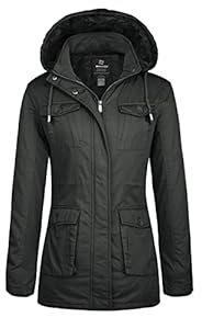 Wantdo Femme Parka en Coton Veste d'hiver Doublure Épaisse Veste à Capuche Blouson d'hiver Décontracté Doublure Epais avec Cordon Réglable à la Taille Coupe-Vent Style Militaire Gris XL