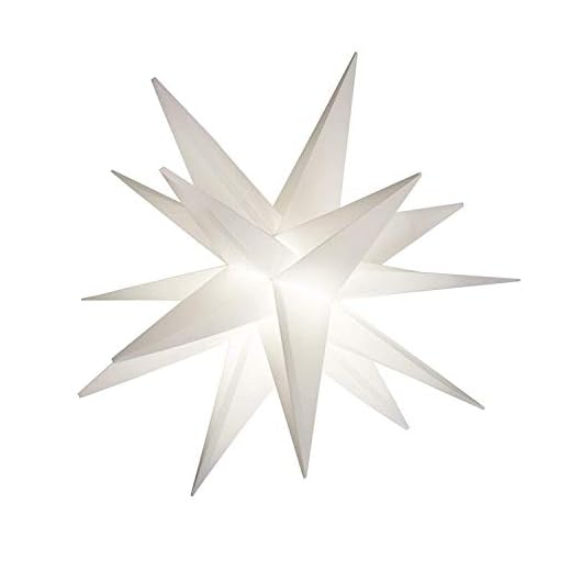 Elf Logic 18" Easy Assembly, Battery Timer White LED Moravian Star - Hanging Outdoor Christmas Light - Use as Holiday Decoration, Porch Light, Advent, Wedding and Ballroom Venue Decor