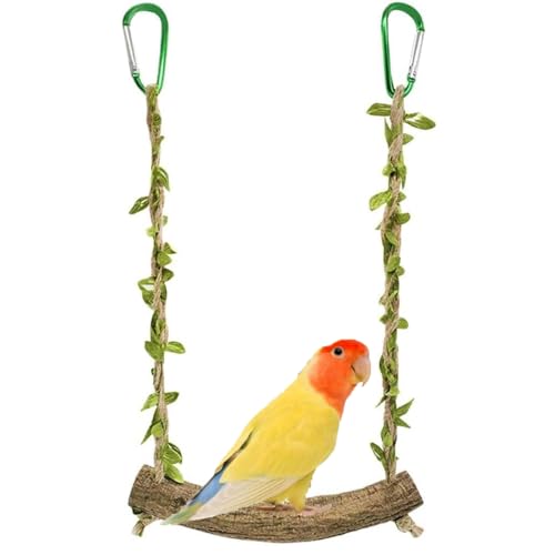 Balançoire en Bois pour Perroquet, Bois Naturel pour Oiseaux, Support Balançoire pour Perroquet, Perchoir à Suspendre, Jouet Perroquet, Jouets pour Oiseaux,...