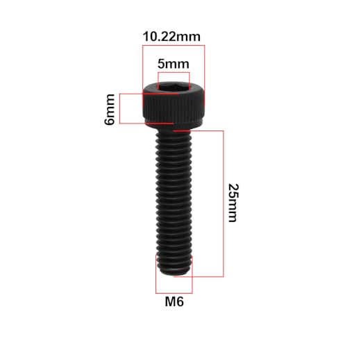 LT Easiyl 8 Stück Ersatzschrauben M6 X 25 Mm Metall Innensechskantschrauben für Stunt-Scooter HIC SCS ICS Schrauben mit Metrischem Gewinde (Schwarz)