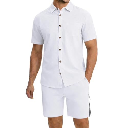 Tenue de loisirs homme 2 pièces avec chemise manches courtes et short large uni