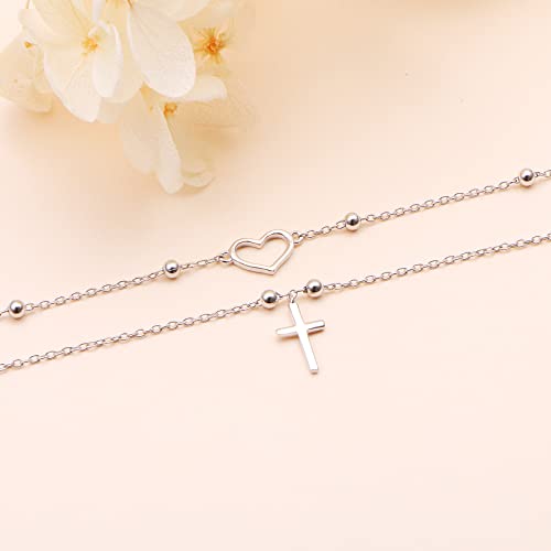 Image of S925 Sterling Silver Anklet for Women Adjustable Plus Foot Ankle Bracelet
