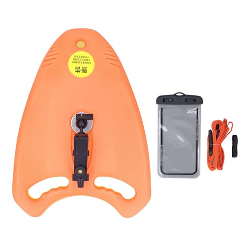 Kuuleyn Swim Kickboard with Phone Holder, Supportive Kick Board, Foldable EVA Foam Swimming Float Board with 1/4 Inch Thread for Panoramic Cameras Action Cameras (Orange)