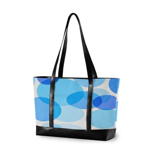 Polka Dot Round Modern Blue Portable laptop tote bag with zipper canvas tote bag for nurse work with diaper bolsos secret para mujeres