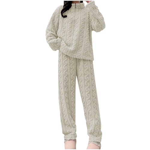Fleece-Schlafanzug für Damen, Baumwolle, Nachtwäsche, langärmelig, zweiteilig, Loungewear-Sets, Braut-Pyjama, Damen-Nachtwäsche, Freizeitanzüge,...