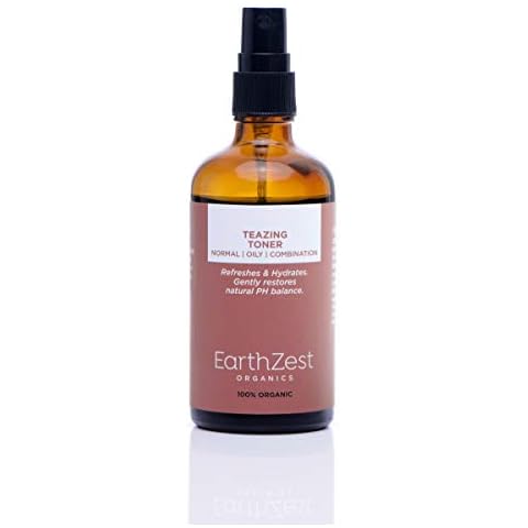 Facial Toner for Men & Women with Normal Oily Combination Sensitive Problem Acne Skin. 100% Organic & Natural. Removes Dirt & Make-Up, Tones & Tightens Pores. Made in UK by EarthZest Organics 100ml Cover