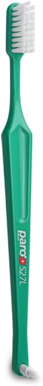 Paro S27L Toothbrush | Small Brush Head Toothbrush with Soft Bristles and Exchangeable Interdental Space F | 3 Rows 27 Tufts for Thorough Cleaning and Gum Care | 12 Pack