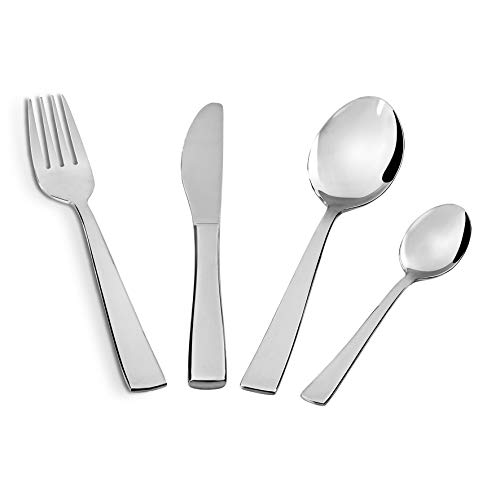 Barazzoni, Set di Posate da Tavola Modello Esmeralda, Monoblocco in acciaio inox 18/10, per 6 persone, 24 pezzi: 6 forchette, 6 cucchiai, 6 coltelli, 6 cucchiaini da tè, Lavabili in Lavastoviglie