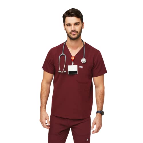 Figs Chisec Three-Pocket Scrub Top For Men – Burgundy, S #TOP24