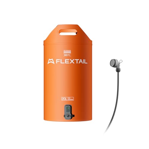 FLEXTAILGEAR Camping Shower Bucket with Built-in Electric Pump, Portable Camp