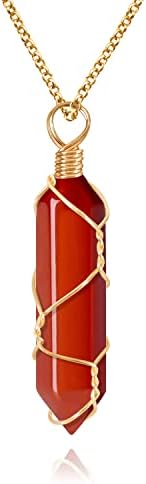 VIBILIA Colar de cristal de cura envolto em arame com pingente de...
