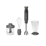 LUGBAR Beautiful 2-Speed Immersion Blender with Chopper & Measuring Cup Drew Barrymore (Oyster Gray)