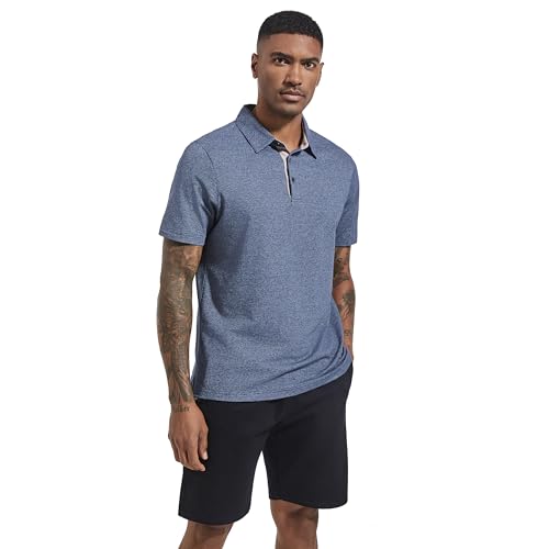 Men's Polo Shirts Short Sleeve Cotton Blend Moisture Wicking Dry Fit Performance Collared Golf Shirts for Men2