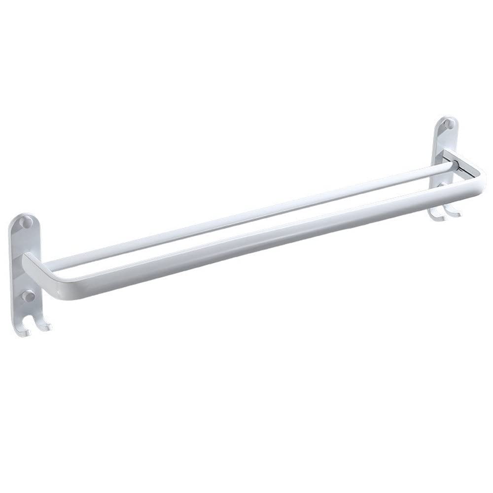 Toallero de baño blanco de 49cm con doble barra de aluminio nórdico y 2 ganchos