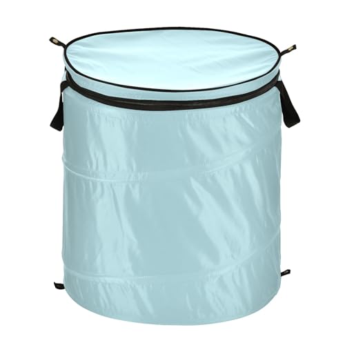 Powder Blue Collapsible Laundry Basket Pop up Hamper with Zippered Lid for Storage, Home, Dorm, Travel, Storage Organizer