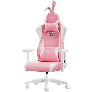 AutoFull C2 Gaming Chair Computer Chair with Ergonomic Wingless Cushion PU Leather Racing Style PC Chair with Footrest and Lumbar Support Pillow（Pink）